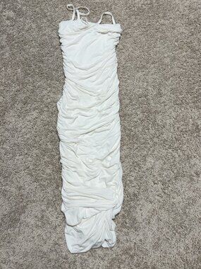 JLUXLABEL White Ruched Bodycon Dress
